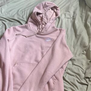 Nike Light Pink Pullover Hoodie with Embroidered Swoosh
